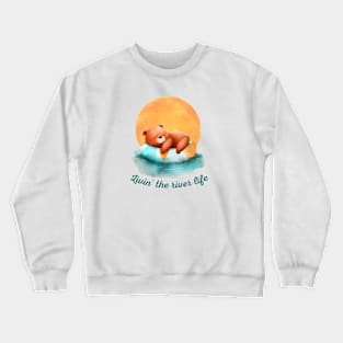 Cute Bear Livin' the River Life Crewneck Sweatshirt